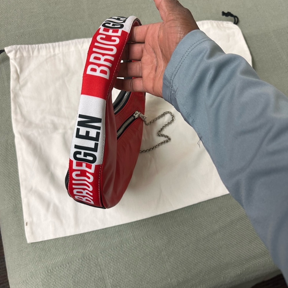 Bruce Glen Logo Mini Egg bag red black and white